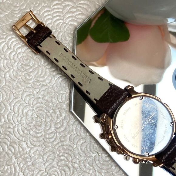 BCBGMaxAzaria Crystal Accented Rose Gold-tone Stainless Steel Chronograph Watch - Picture 13 of 16